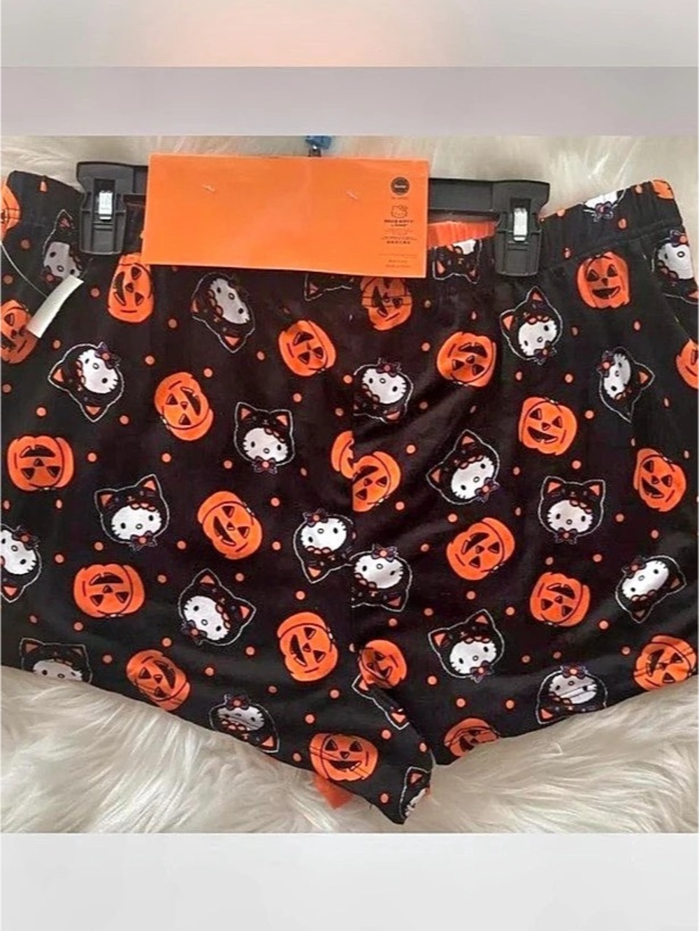 Hello Kitty Halloween Pajama Shorts 2-Pack Orange & Black sz M. NEW